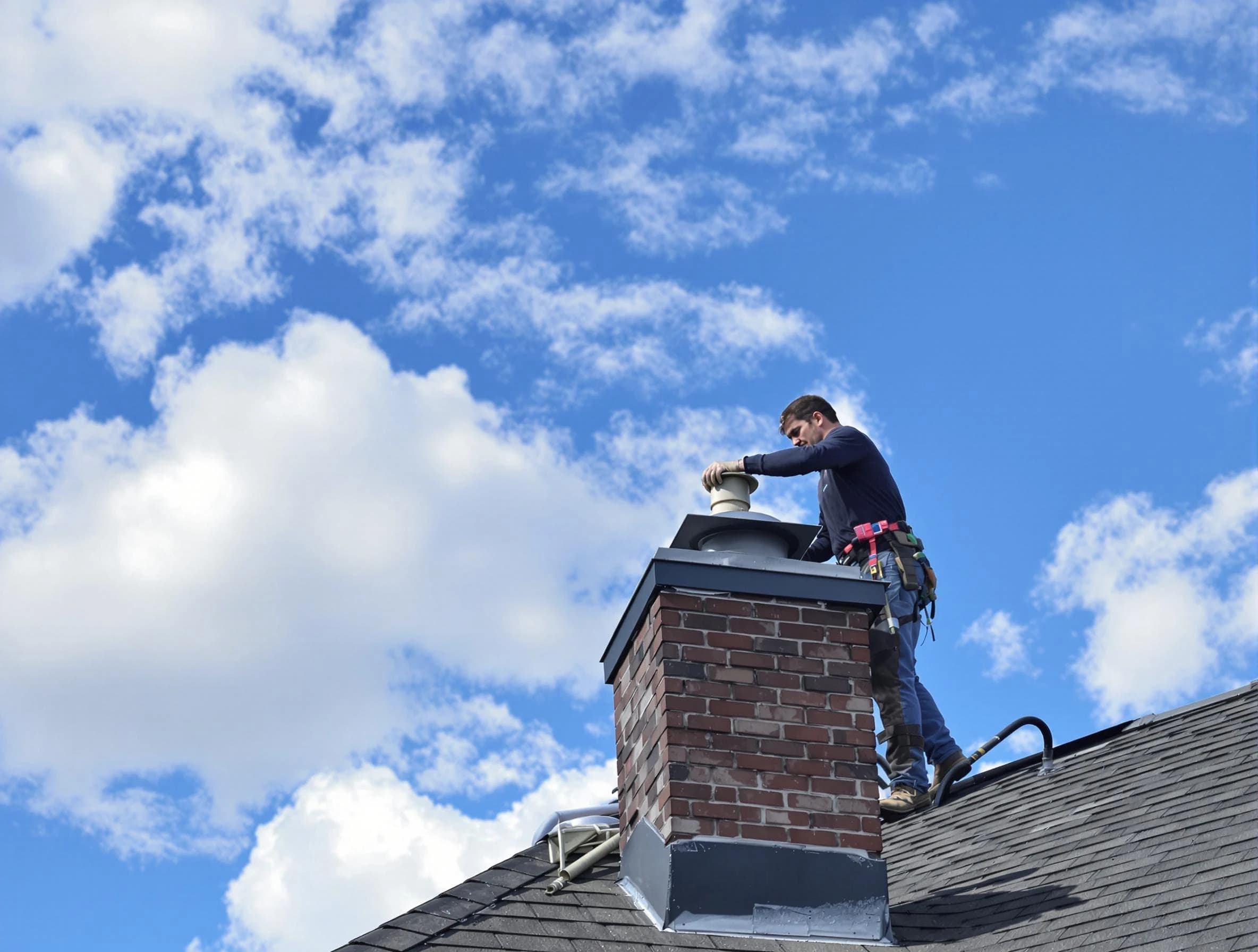 Wyncote Chimney Sweep installing a sturdy chimney cap in Wyncote, PA