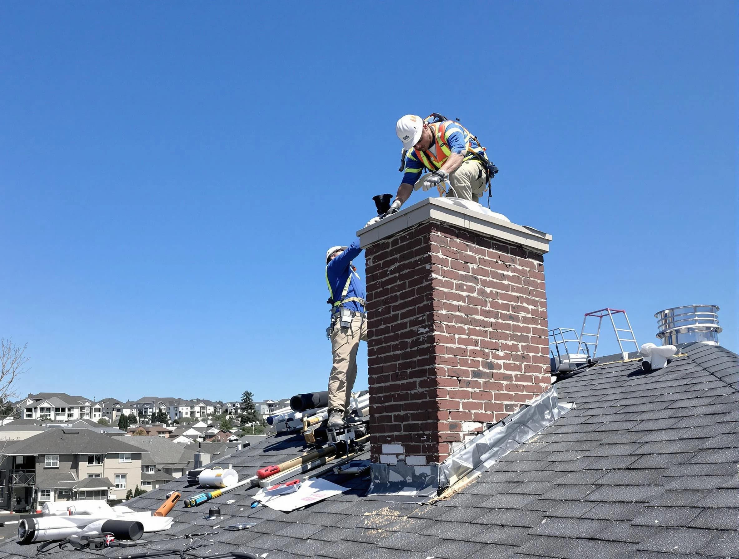 Wyncote Chimney Sweep repairing a chimney crown in Wyncote, PA