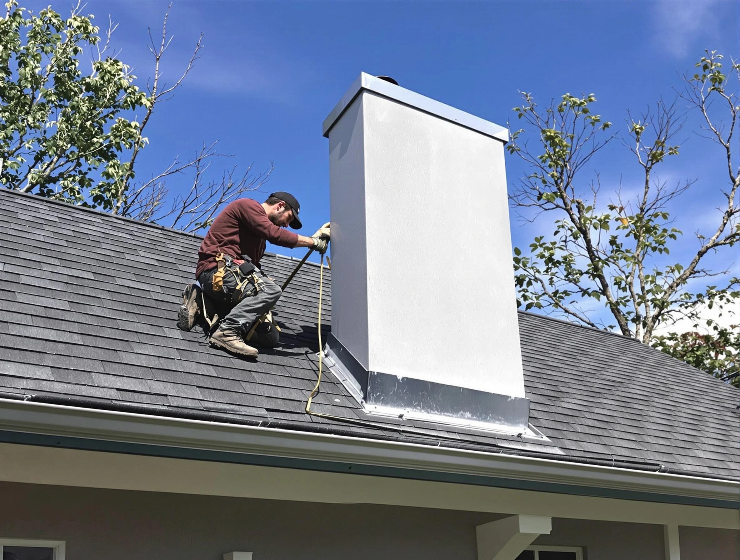 Wyncote Chimney Sweep team member finishing chimney construction in Wyncote, PA