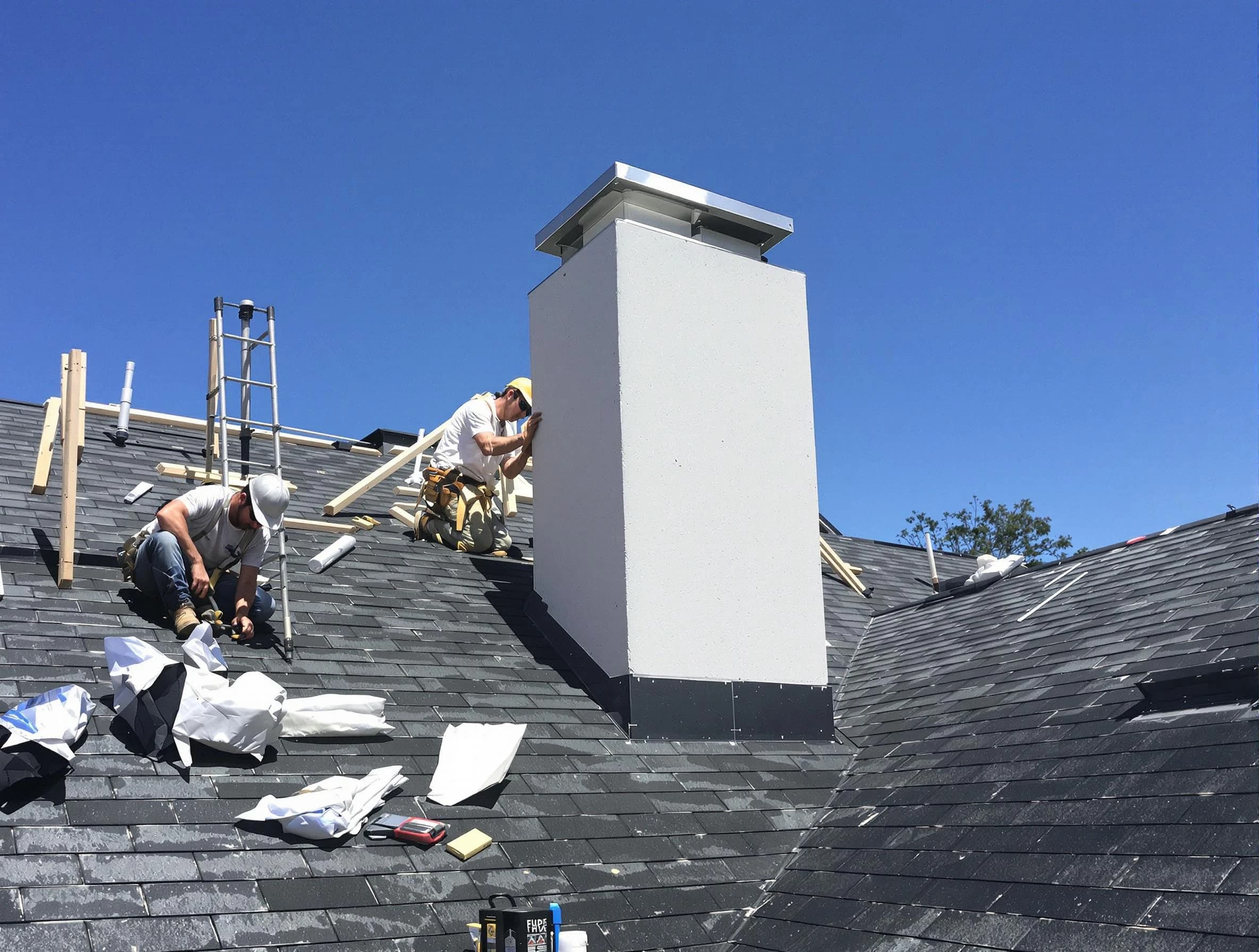 Wyncote Chimney Sweep crew installing a new chimney in Wyncote, PA