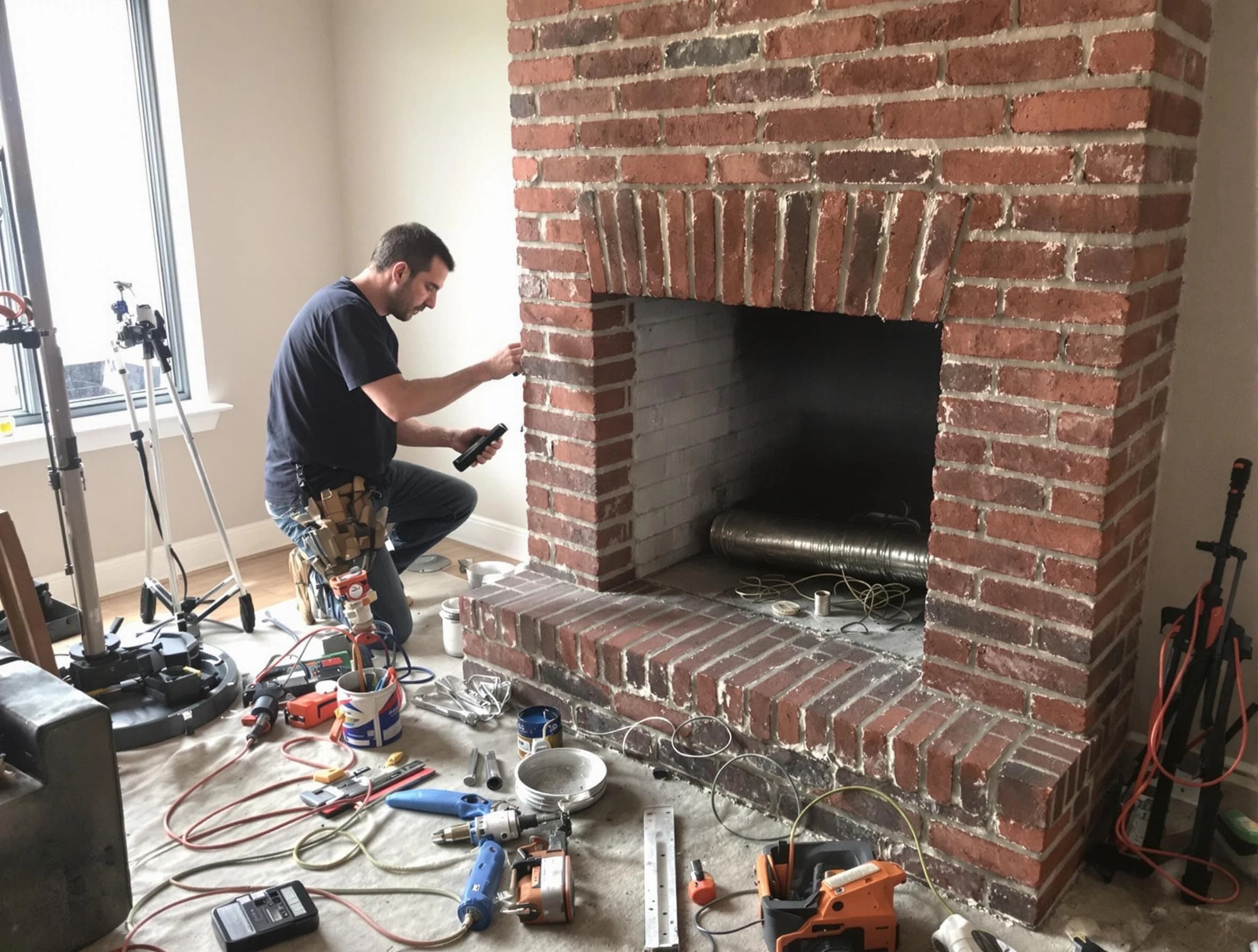 Wyncote Chimney Sweep specialist finalizing chimney liner service in Wyncote, PA