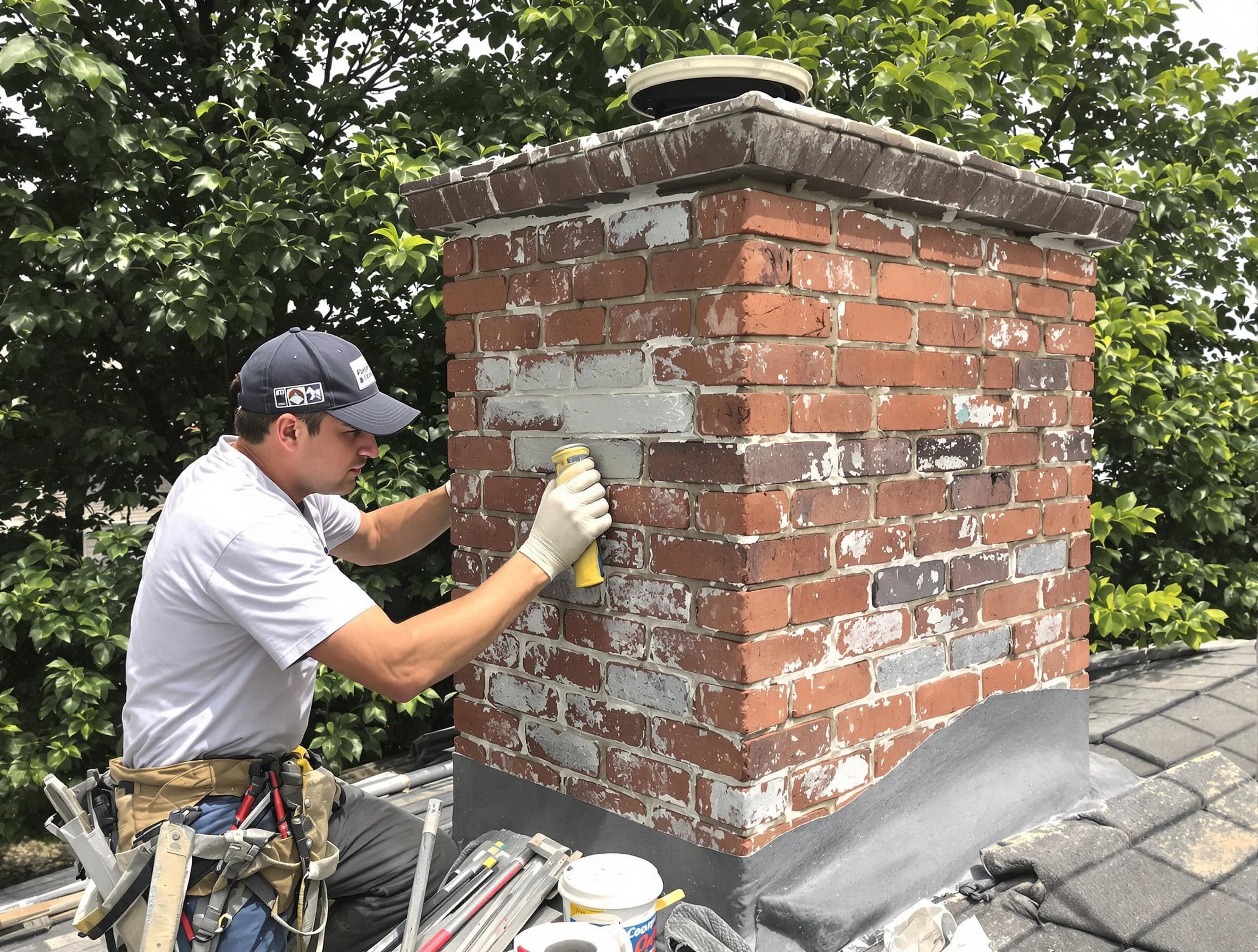 Wyncote Chimney Sweep restoring an aging chimney in Wyncote, PA