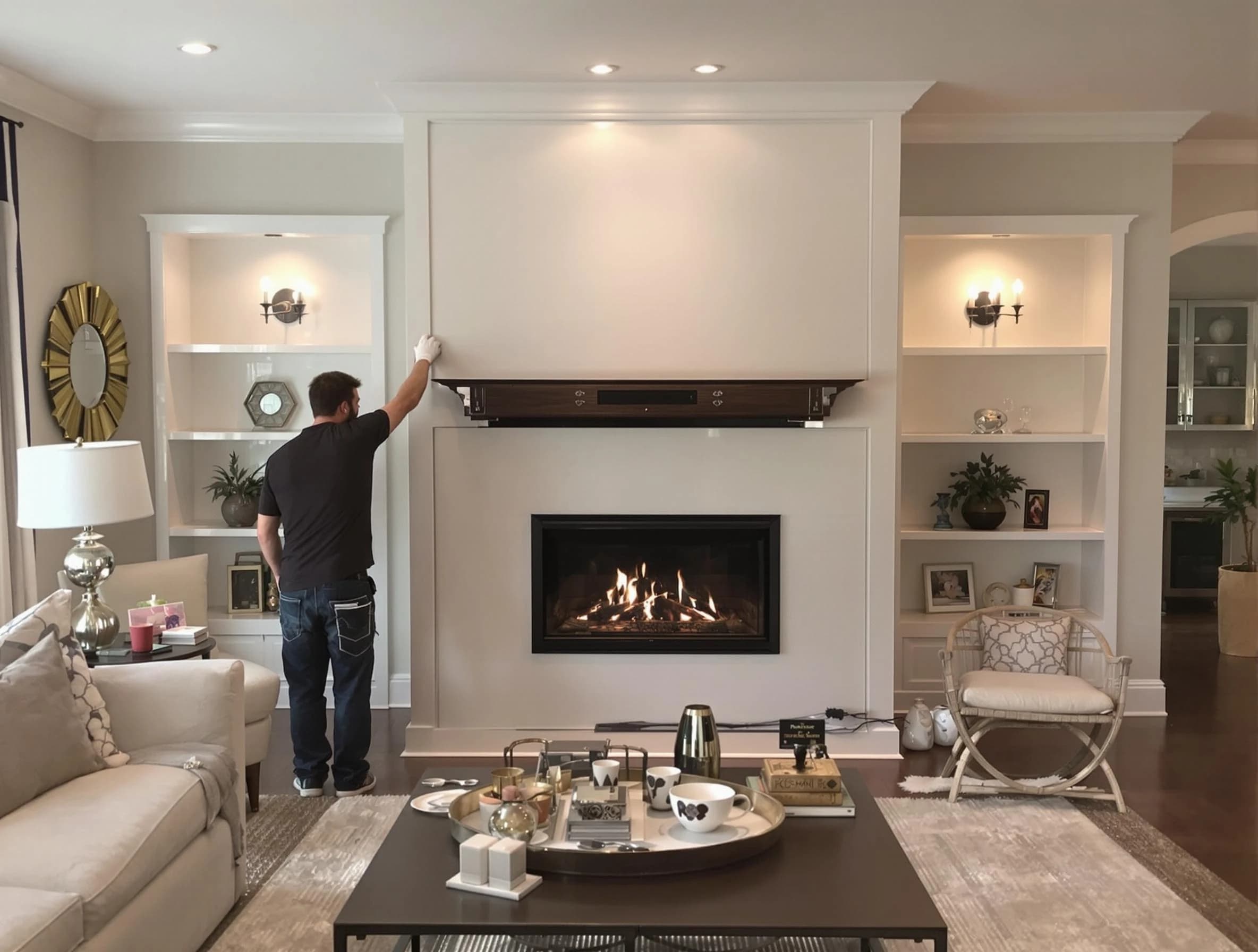 Wyncote Chimney Sweep installing a new fireplace in Wyncote, PA