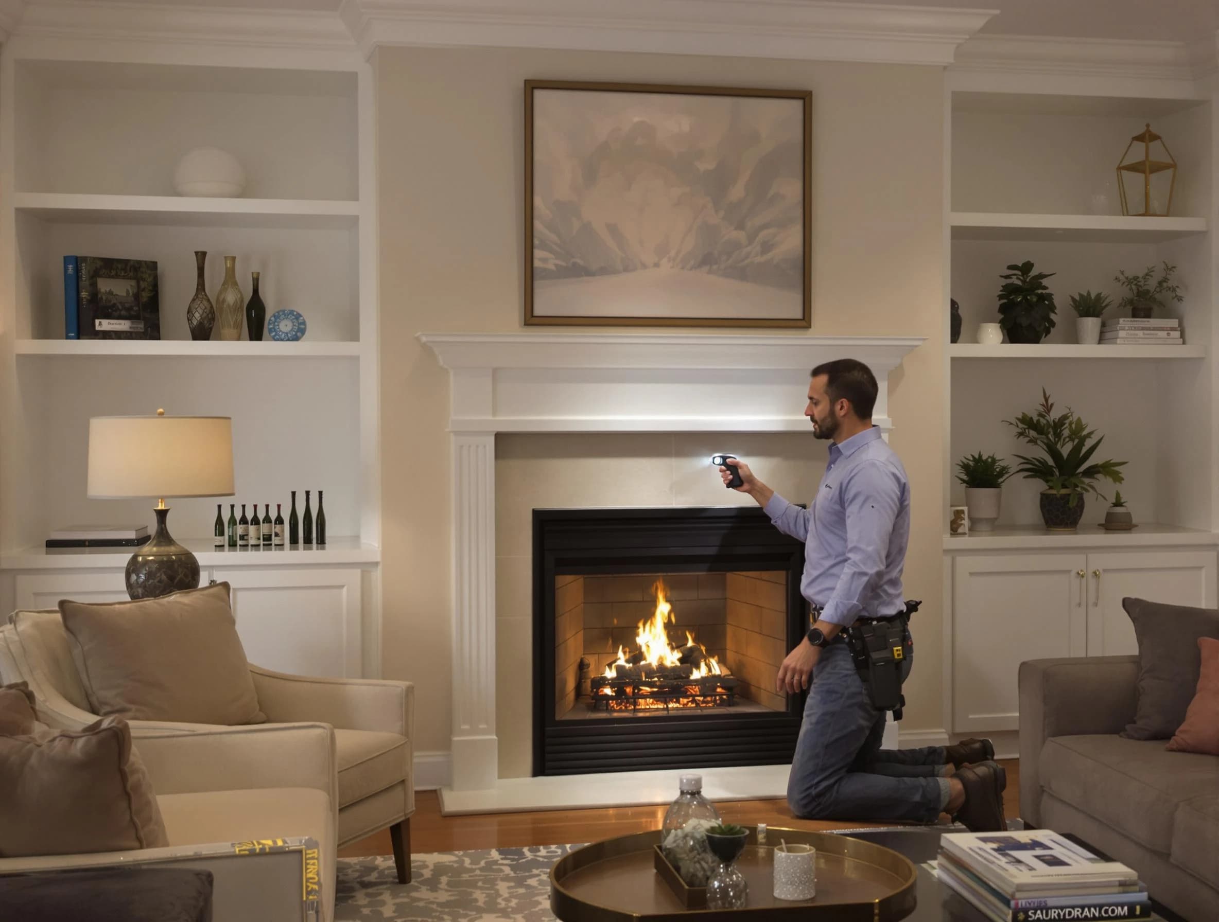 Wyncote Chimney Sweep conducting a fireplace safety inspection in Wyncote, PA