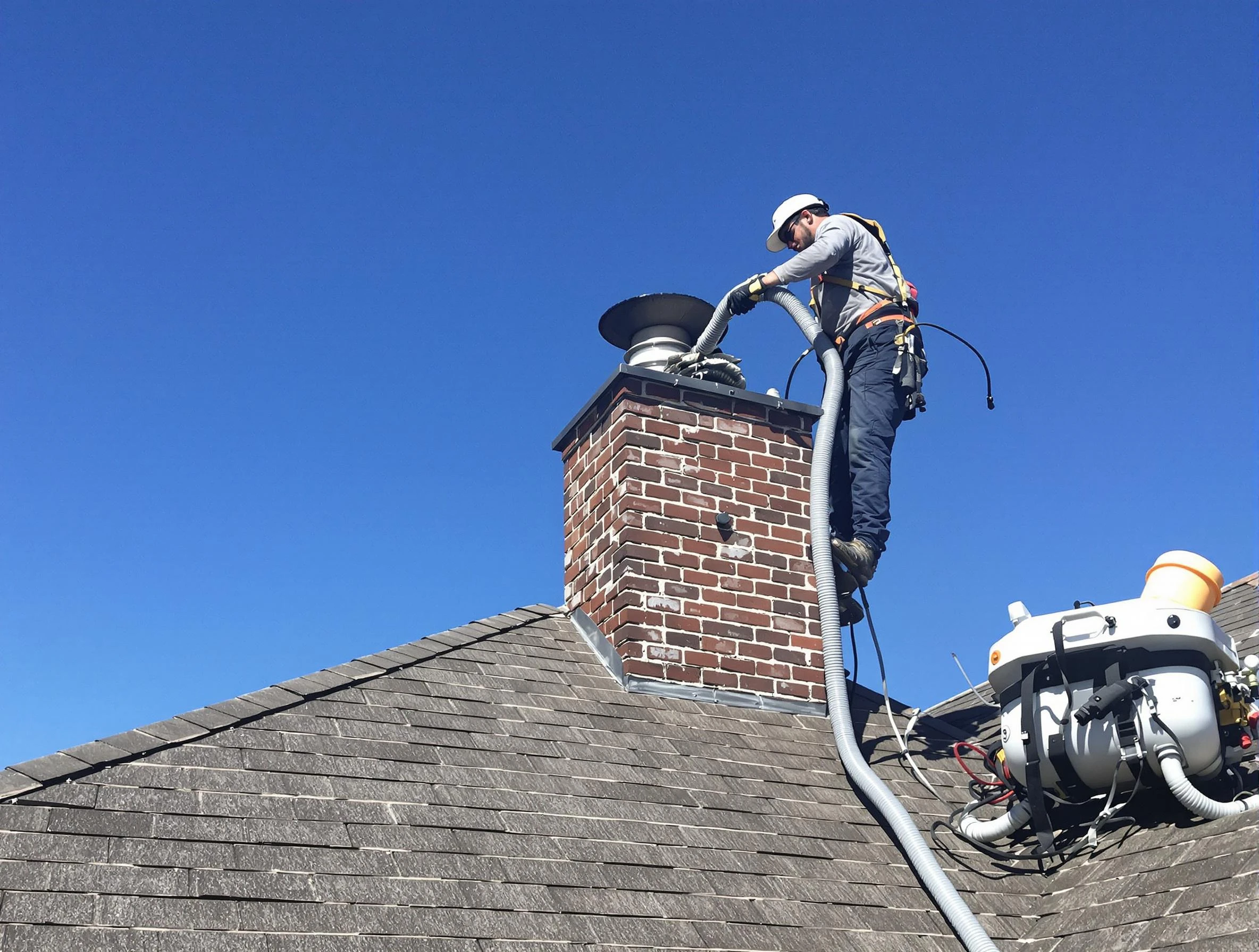 Dedicated Wyncote Chimney Sweep team member cleaning a chimney in Wyncote, PA