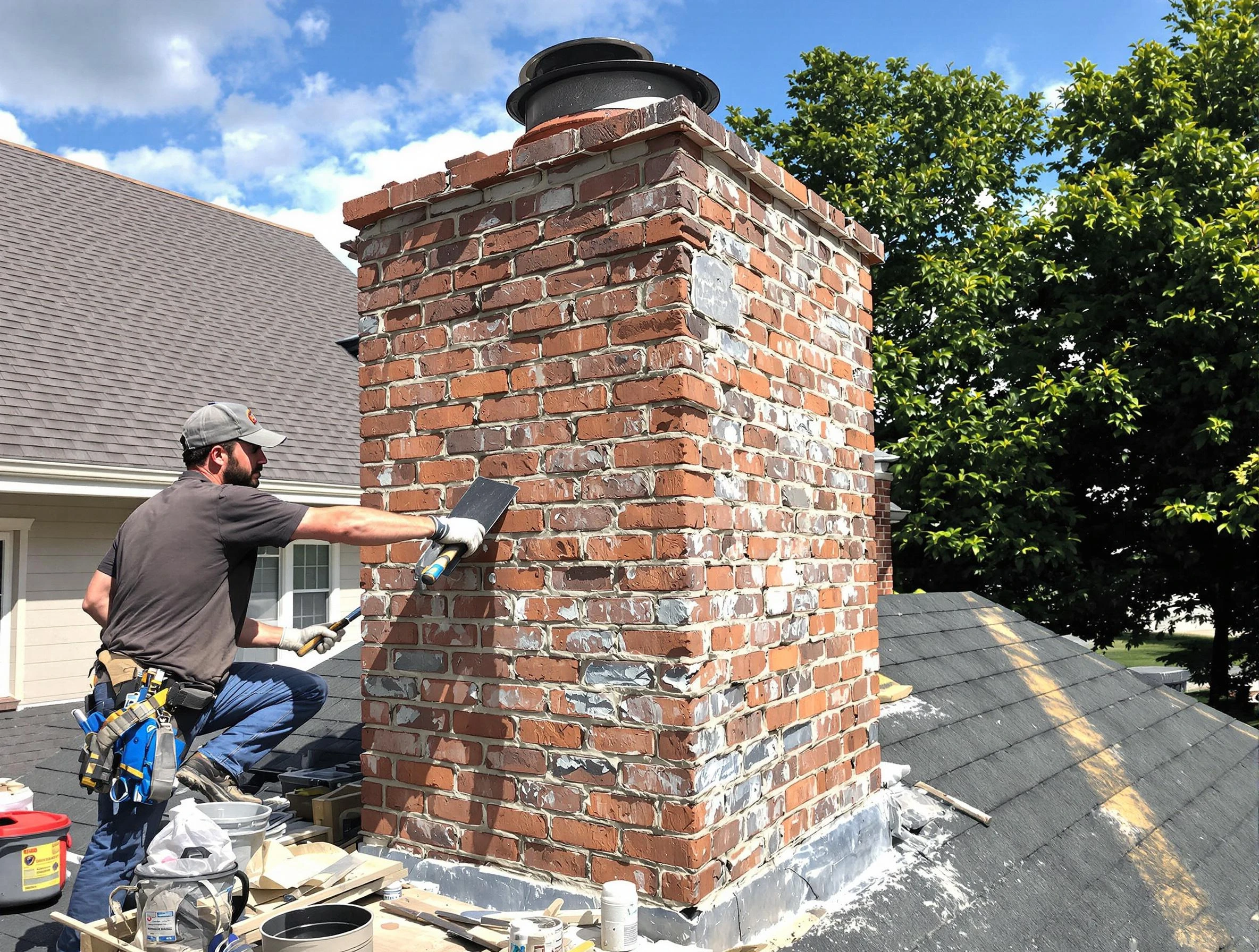 Completed chimney rebuild by Wyncote Chimney Sweep in Wyncote, PA