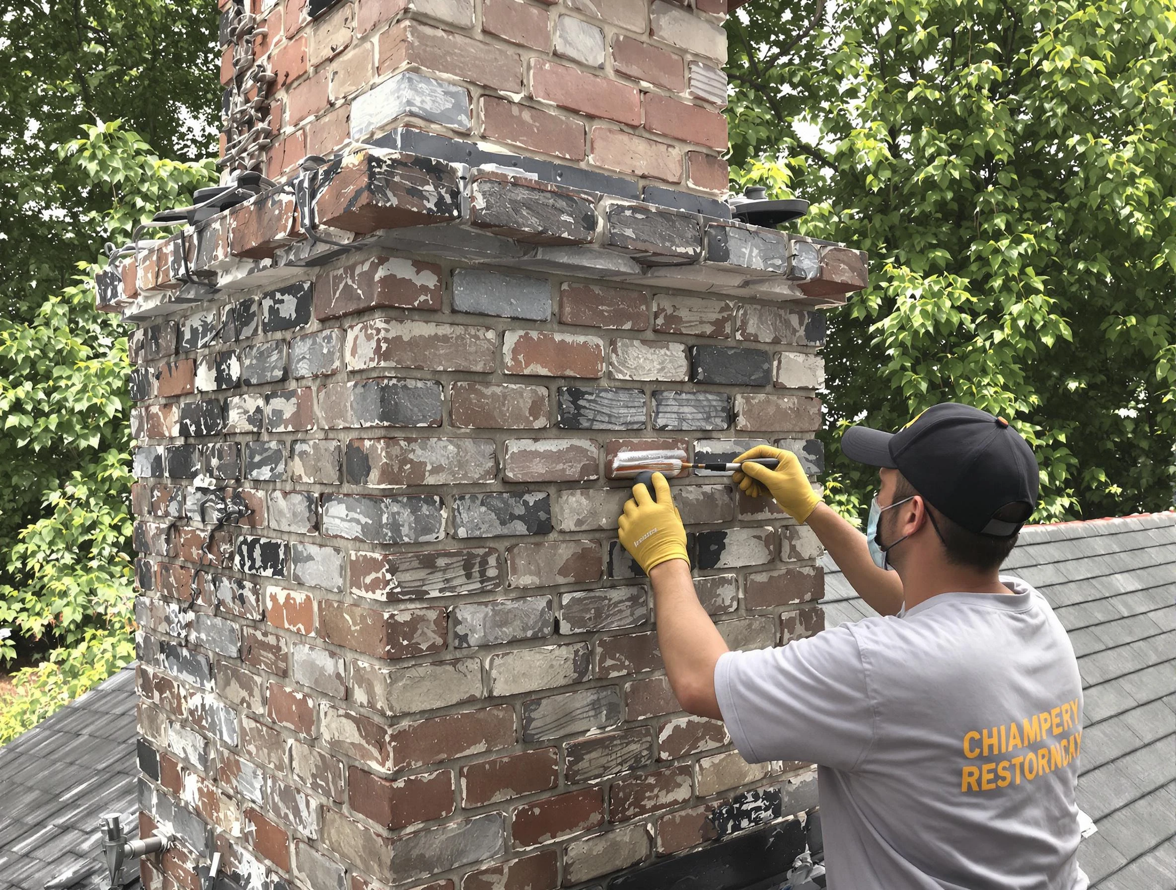 In-progress chimney restoration by Wyncote Chimney Sweep in Wyncote, PA