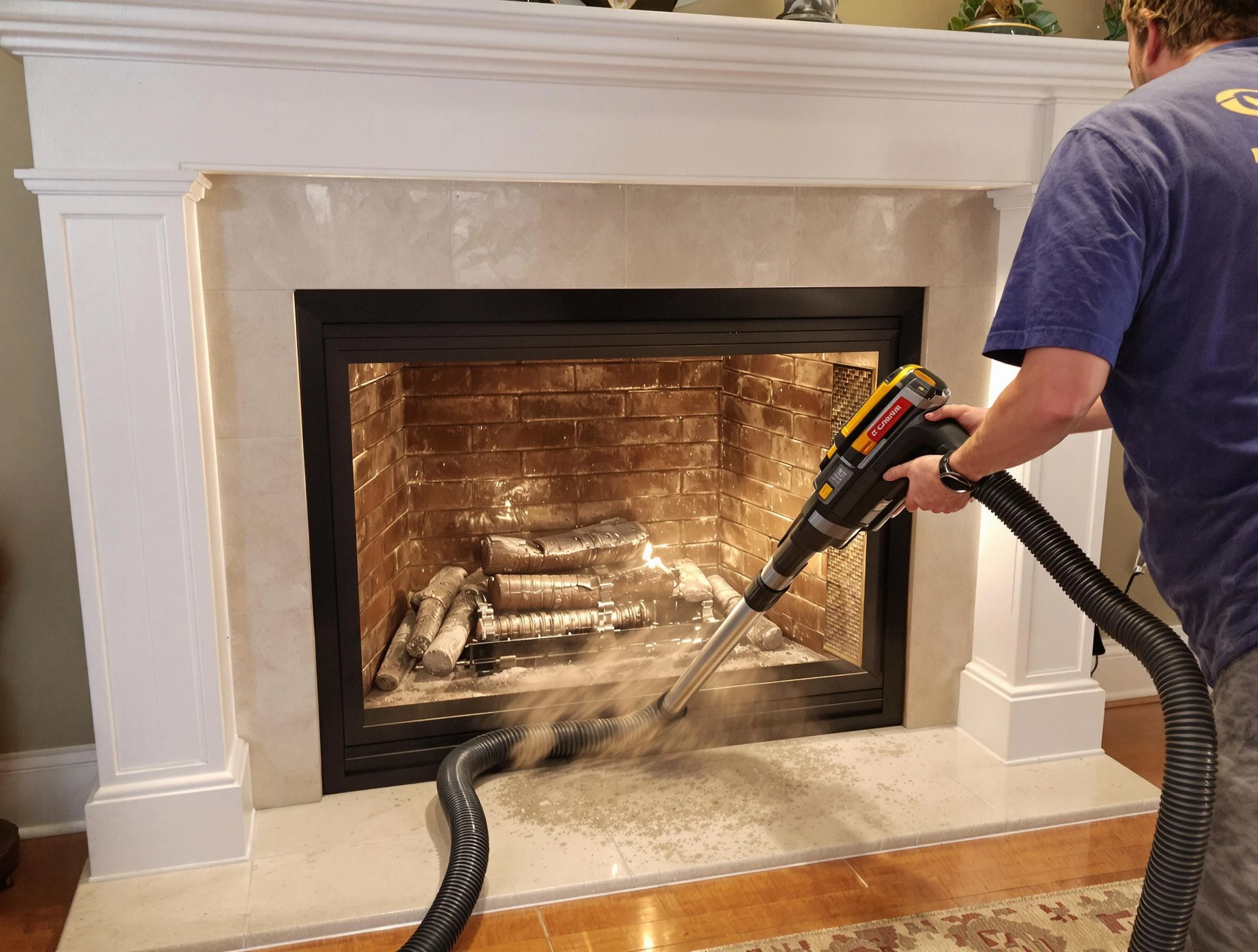 Fireplace cleaning performed by Wyncote Chimney Sweep in Wyncote, PA