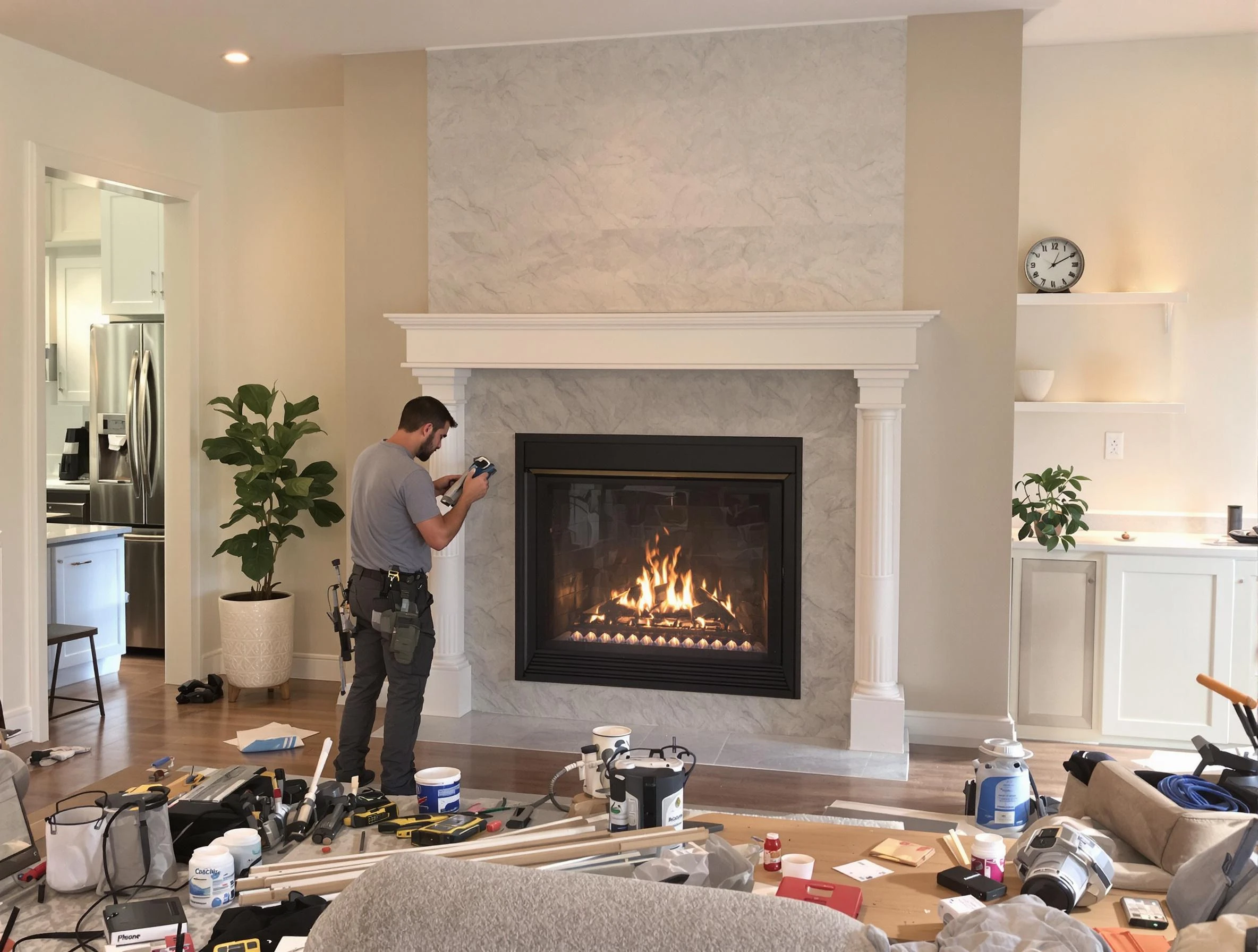 Newly installed fireplace by Wyncote Chimney Sweep in Wyncote, PA