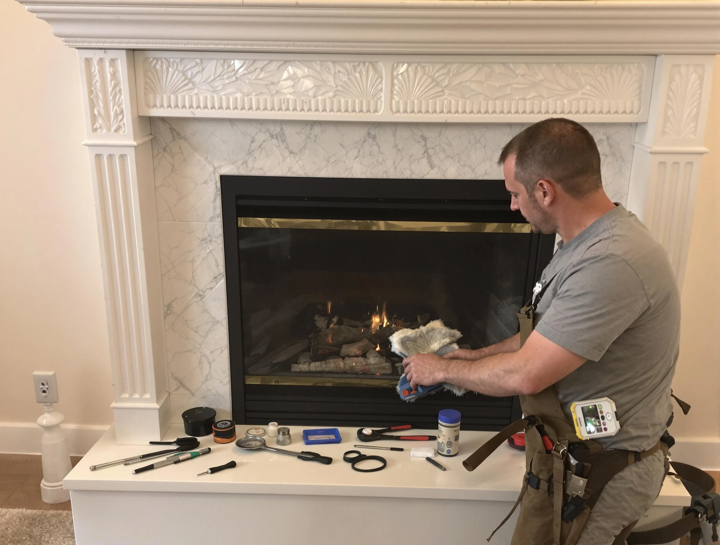 Wyncote Chimney Sweep performing fireplace maintenance in Wyncote, PA
